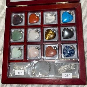 Semi-precious gemstone heart necklace/bracelet set